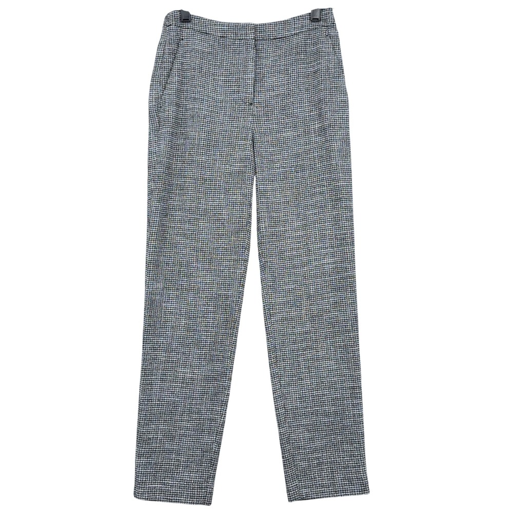 H&M Houndstooth Tapered Pants Womens 2 Viscose Blend Black Blue White